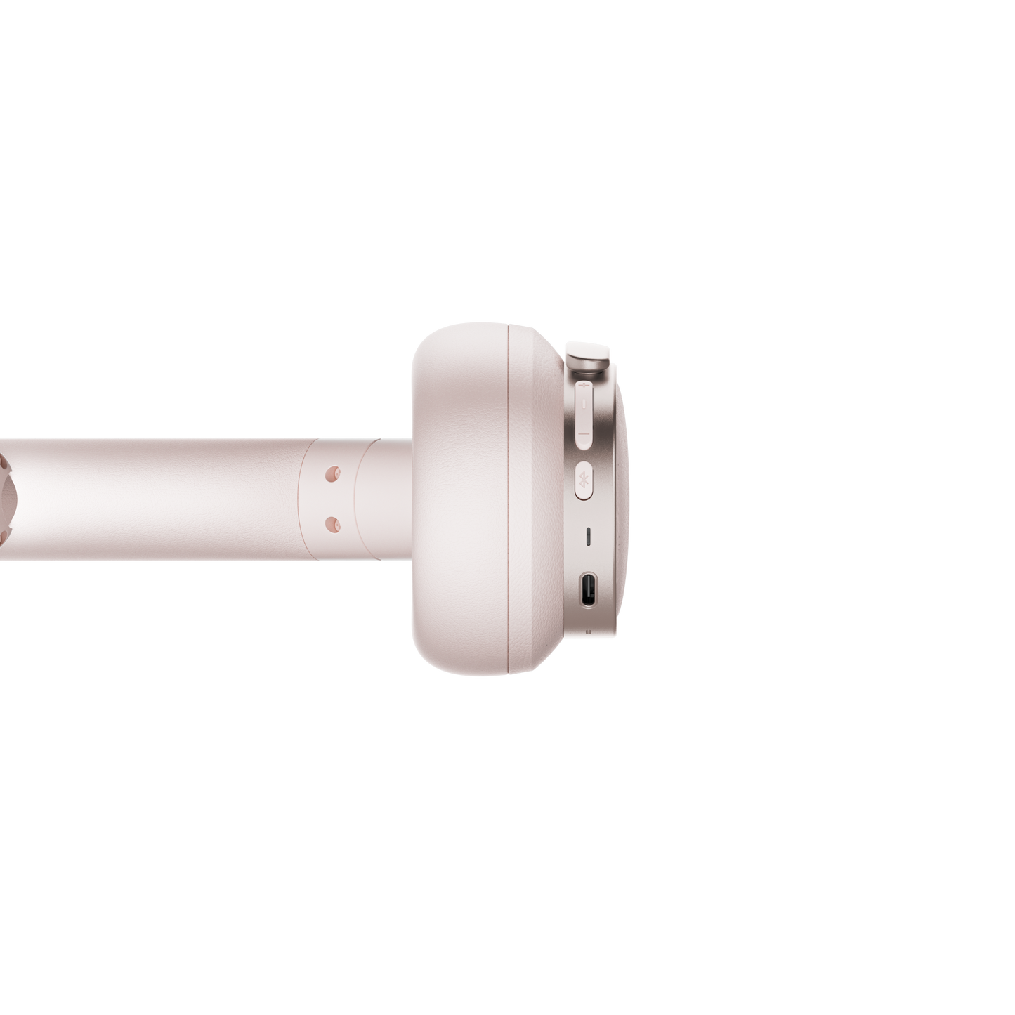Vista lateral de los controles y puerto USB-C en los Edifier ES850NB color rosa
