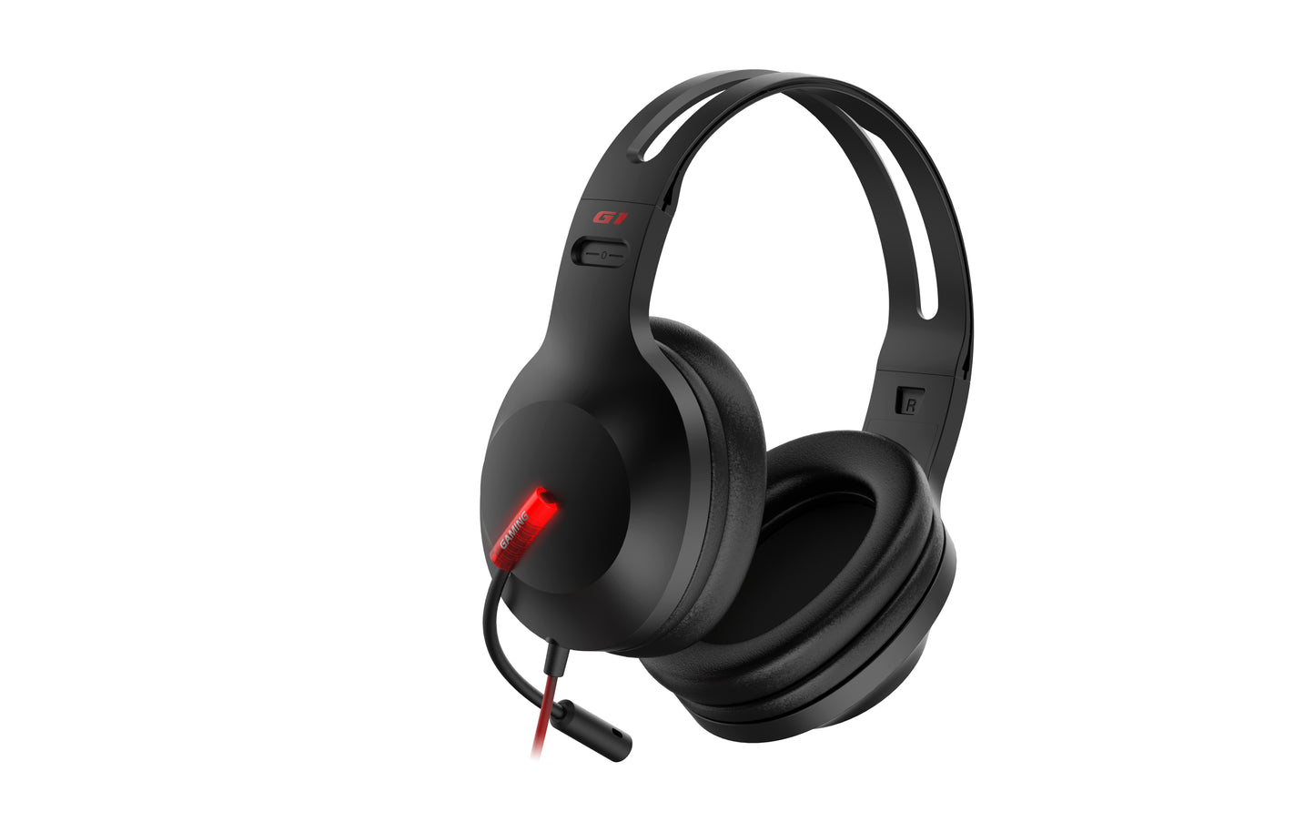 Auriculares Edifier G1 en ángulo lateral mostrando detalles de diseño ergonómico y estructura reforzada