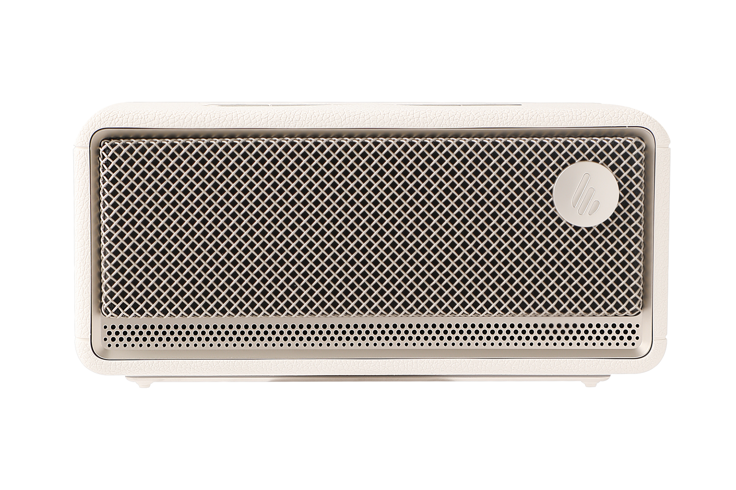 Parlante Edifier ES60 Blanco de escritorio en vista frontal, diseño compacto y elegante