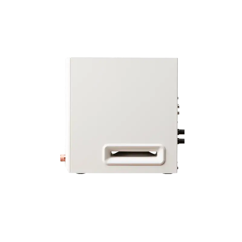 Edifier MR5 blanco – vista lateral mostrando salida de aire tipo bass reflex.