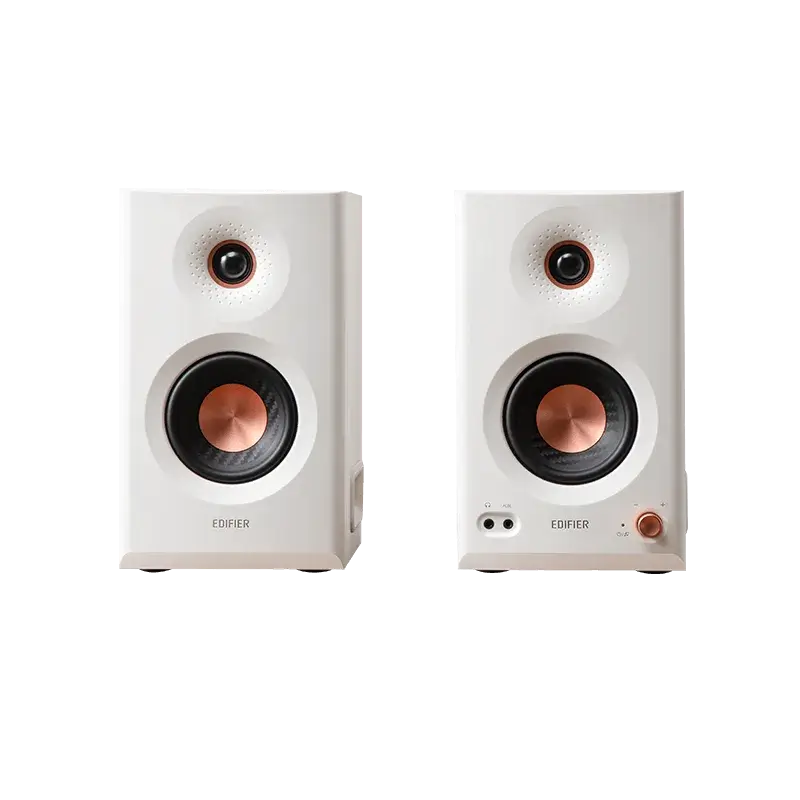 Edifier MR5 blanco – par de monitores de estudio 5 pulgadas tri‑amplificados vista frontal