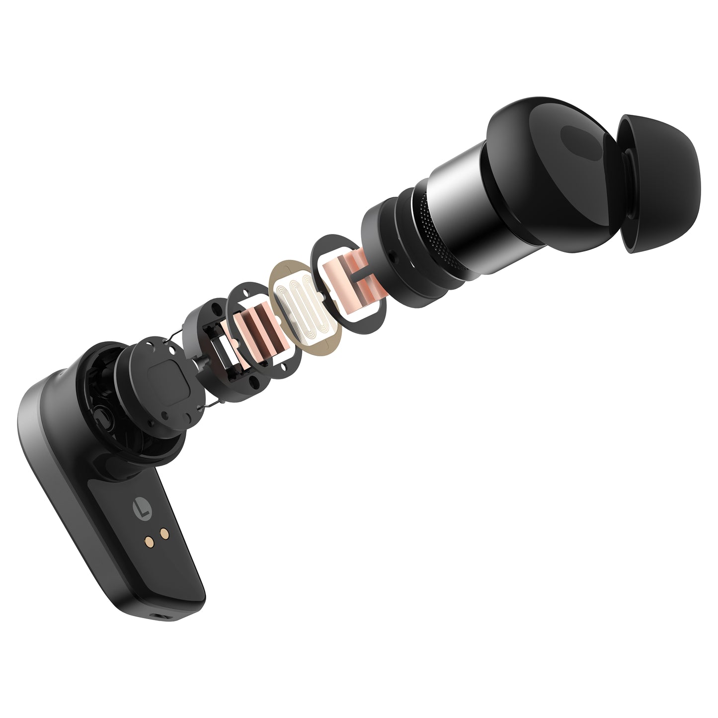 Componentes internos del auricular Edifier S10 en vista explodida