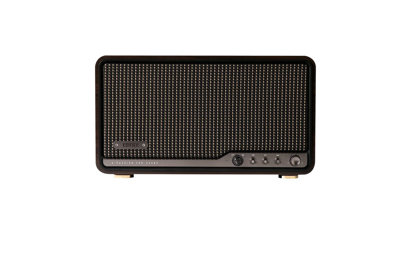 Altavoz inalámbrico Edifier S300 vista frontal en color nogal negro.