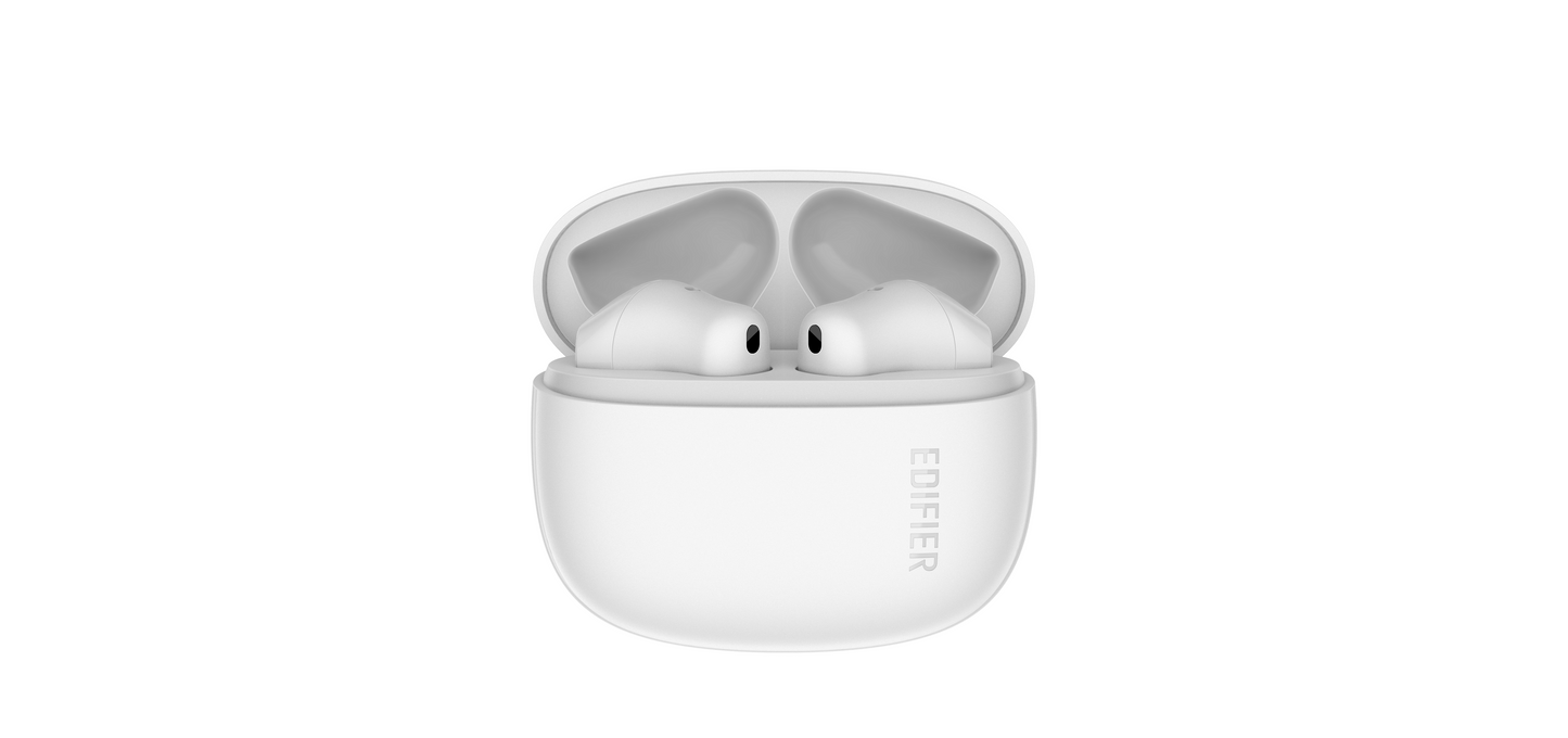 Estuche abierto de los auriculares Edifier X1 Lite blancos