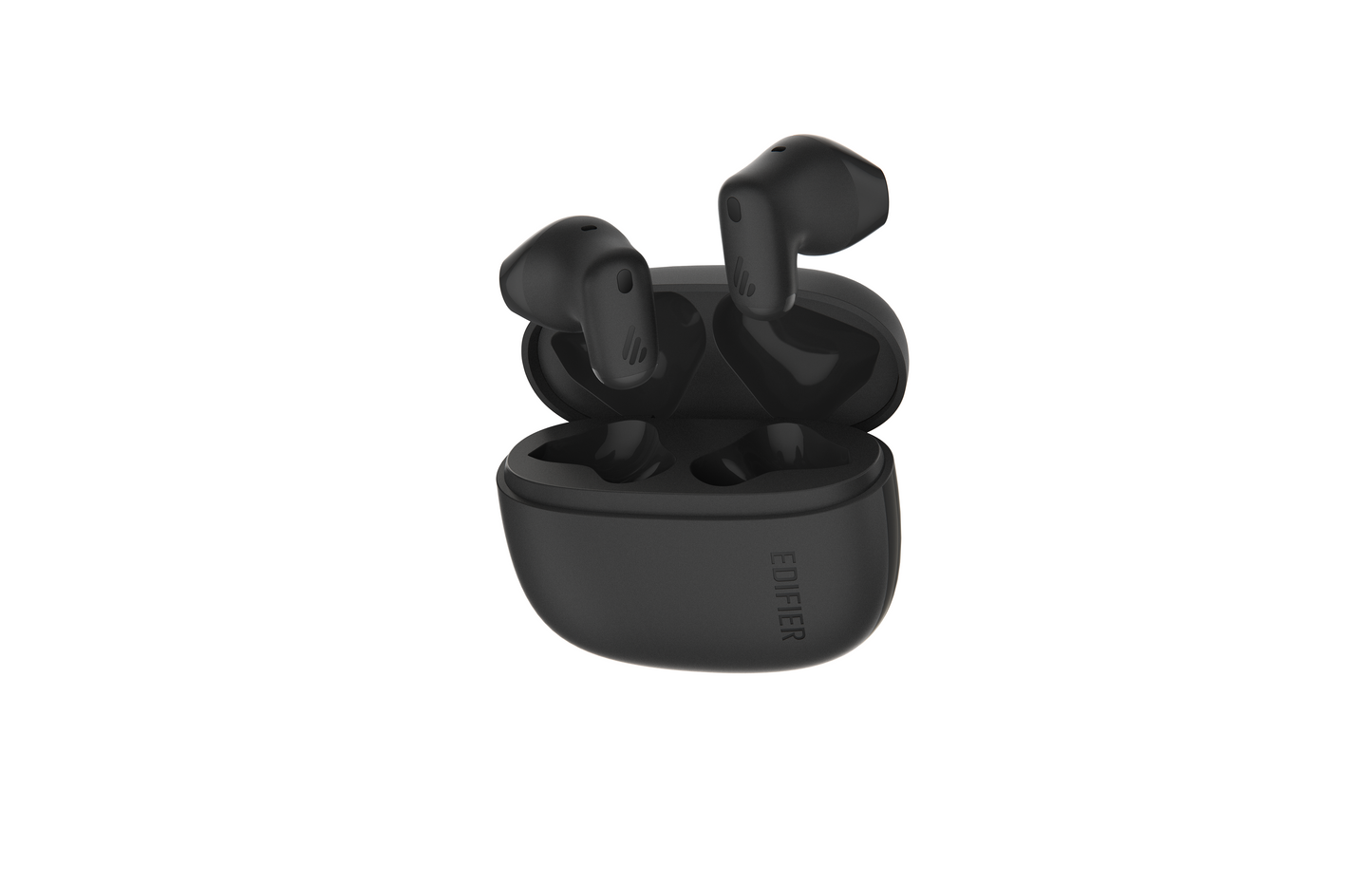 Auriculares Edifier X1 Lite en negro con estuche abierto vistos desde el lateral