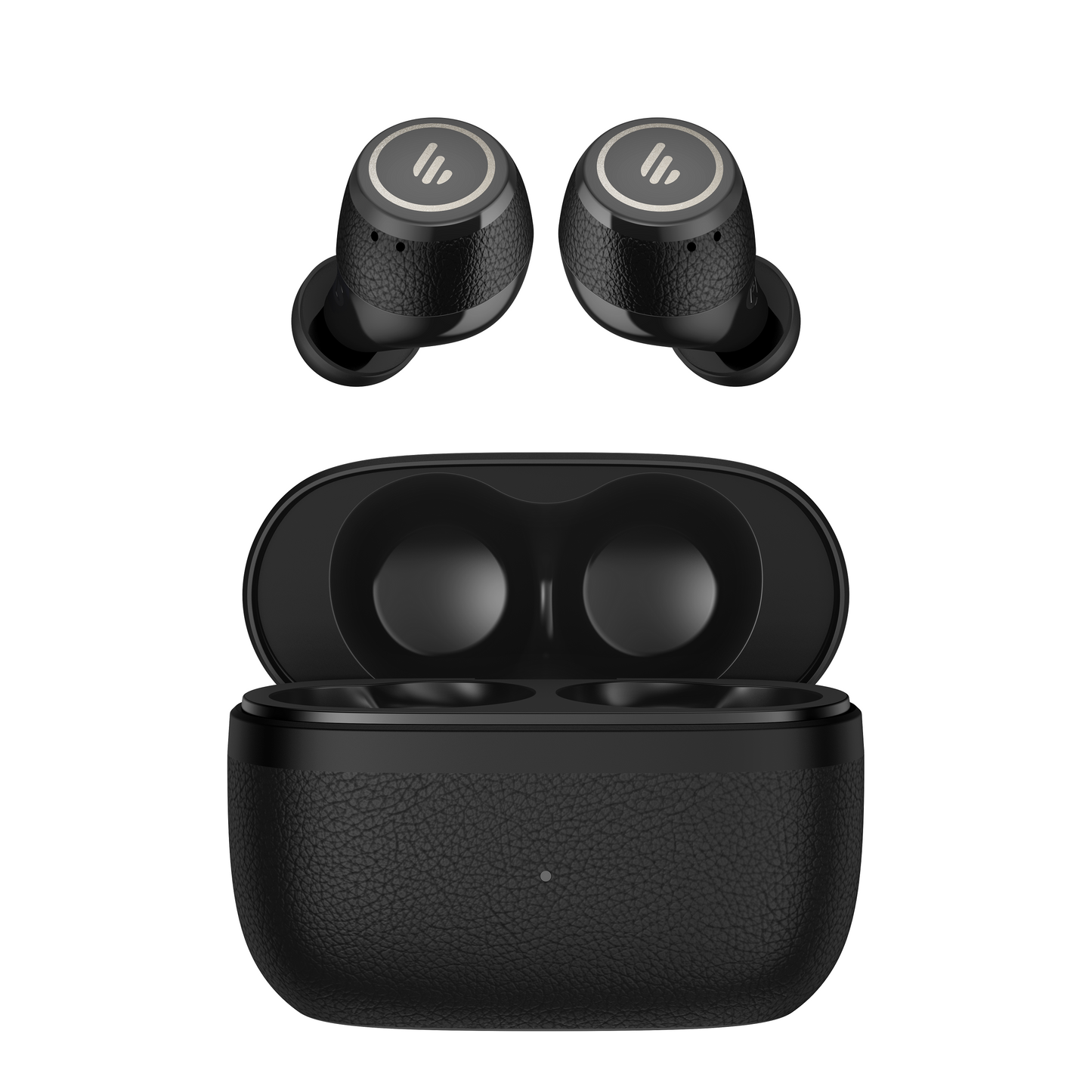 Edifier X3s auricular flotando sobre estuche abierto