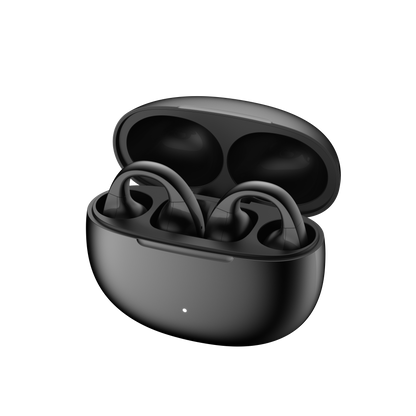Auriculares Edifier Comfo C colocados dentro del estuche de carga negro