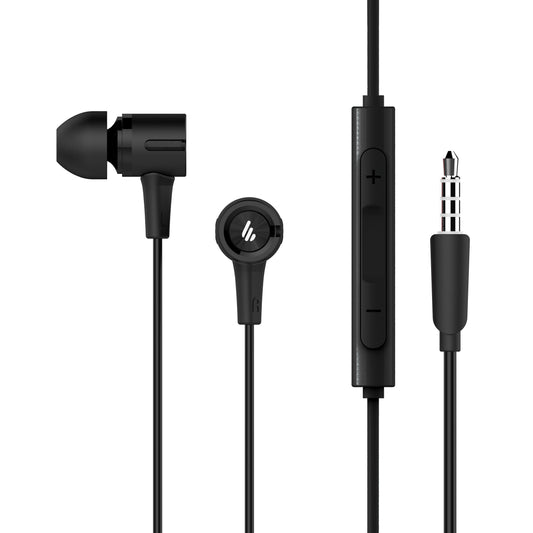 Auriculares Edifier P205 color negro con micrófono y control de volumen integrados