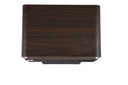 Parlante portátil Edifier D32 Retro vista superior en acabado madera Walnut