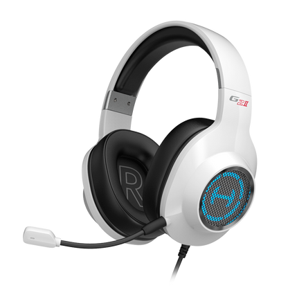 Auricular gamer Edifier G2 II en color blanco con micrófono y luz LED azul
