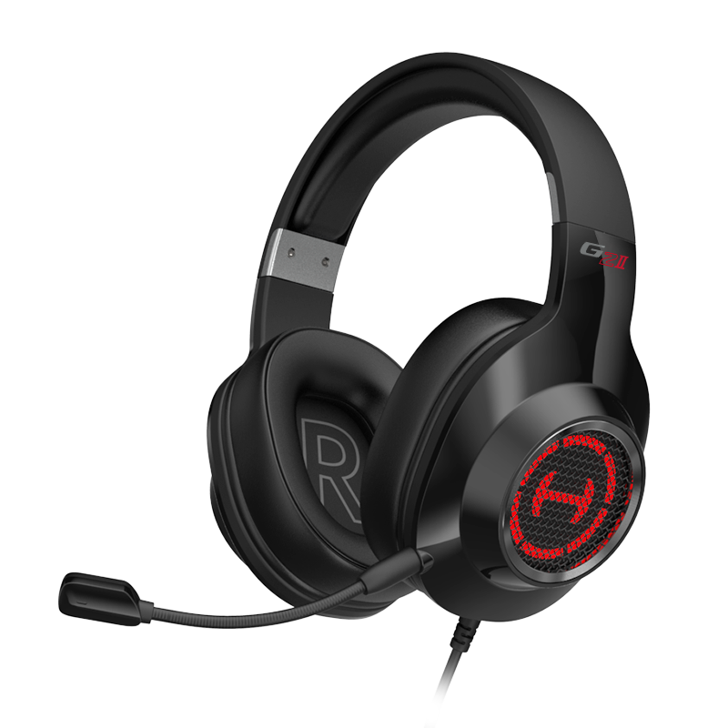 Auricular gamer Edifier G2 II en color negro con micrófono desmontable y luz LED roja