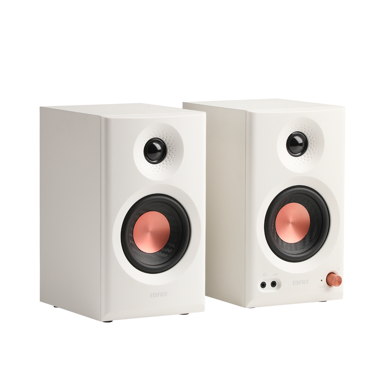 Edifier MR3 blanco – par de monitores de estudio vista en ángulo