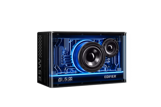 Parlante Hi-Res Edifier QD35 conectado vía Bluetooth en escritorio