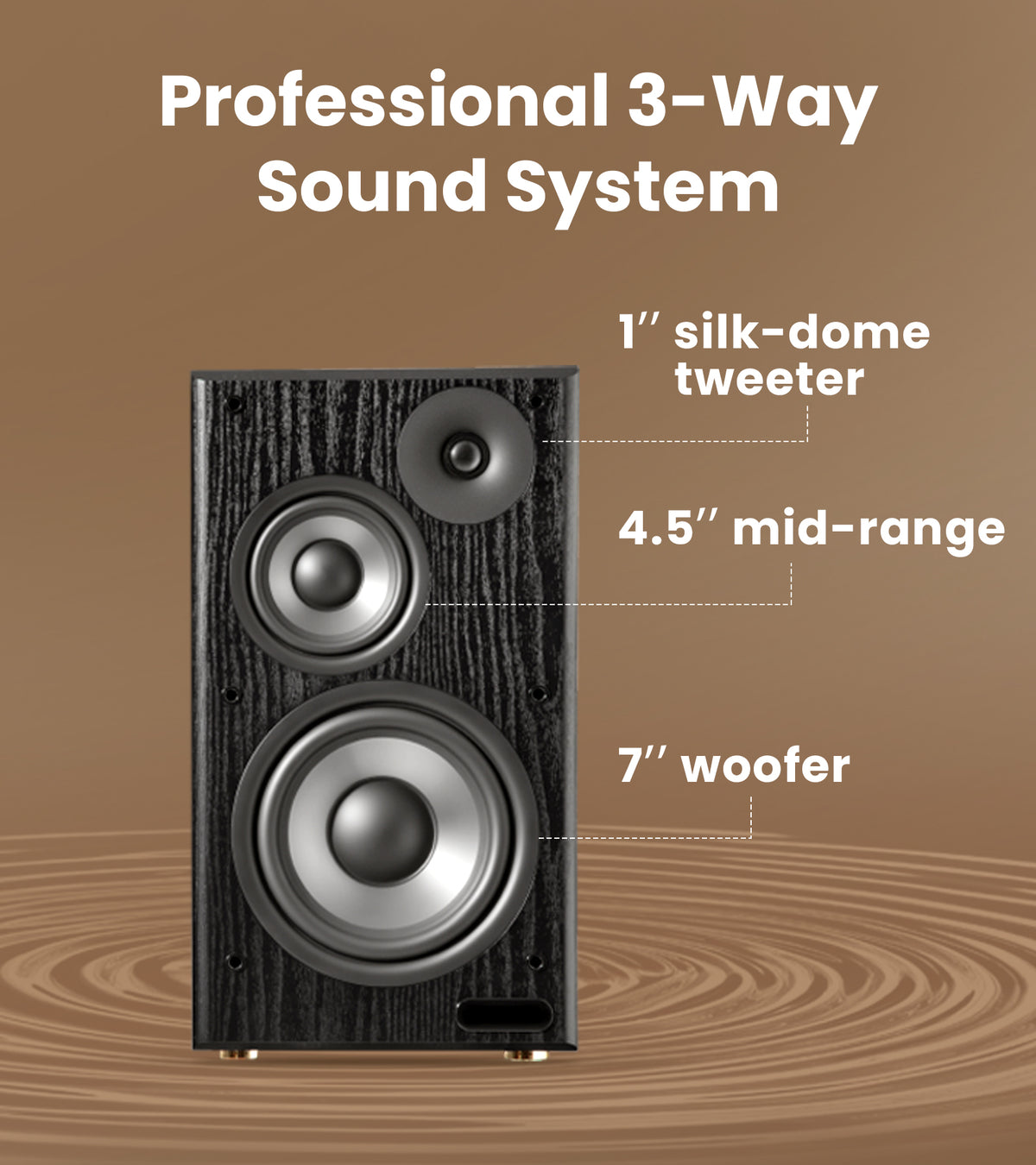 Parlante Edifier R2750DB MKII – 144W RMS, Hi-Res – Marron – vista 8