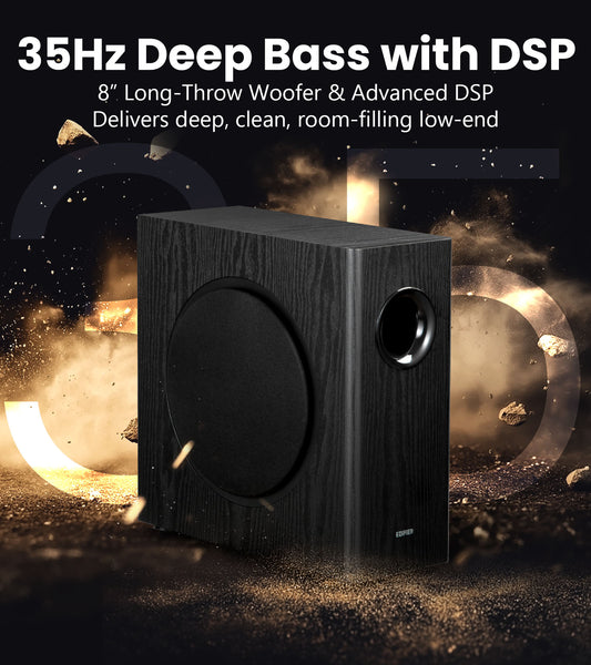 Subwoofer Edifier T5S – 8", 70W RMS – Negro – vista 1