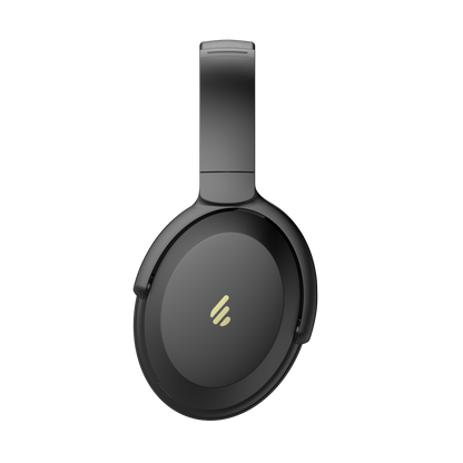 Auricular Edifier WH700NB Pro negro visto de costado con logo dorado en destaque