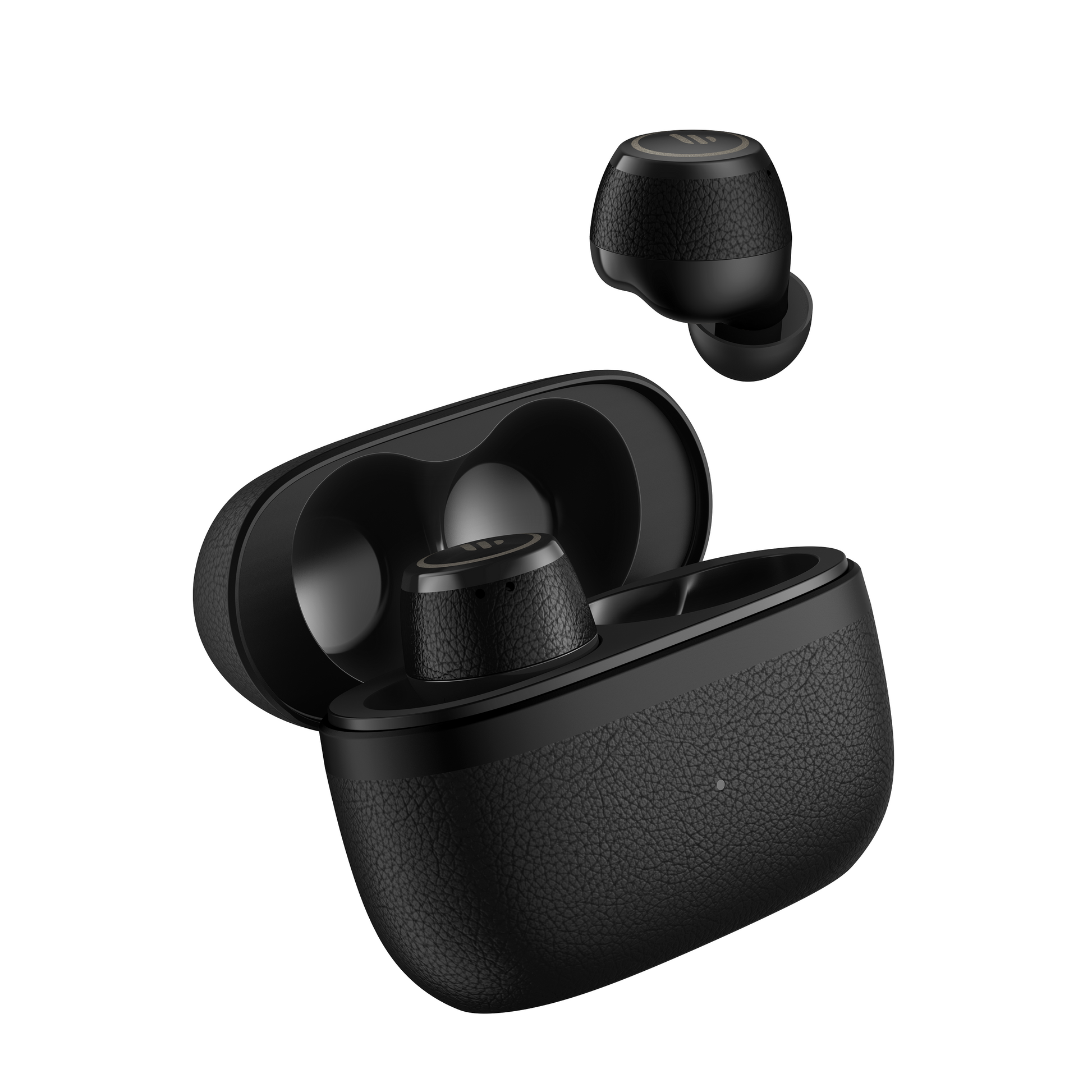 Auricular Edifier X3s negro saliendo del estuche